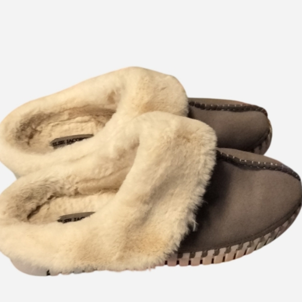 Ilse Jacobsen Gray Slip-On Shearling-Lined Slippers